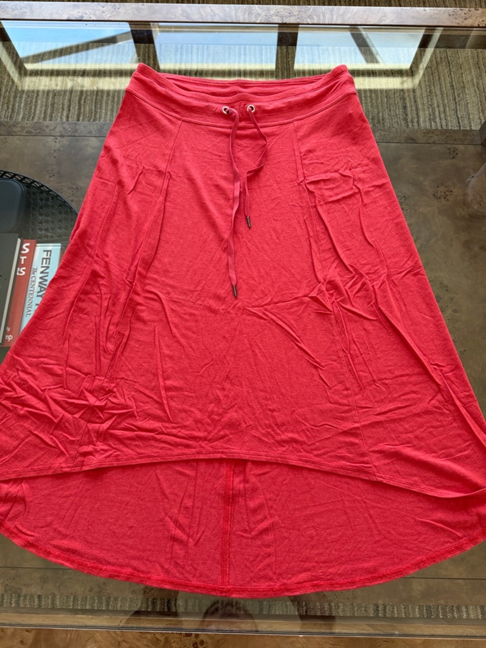 Athleta Red High-Low Drawstring Skirt